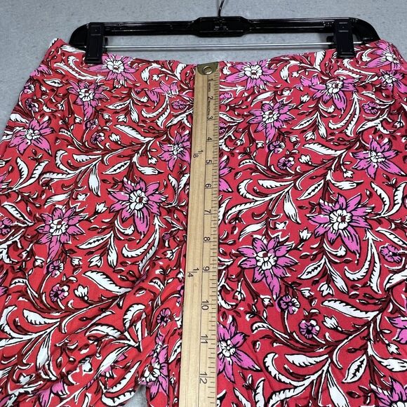 Loft Pants Womens Small Red Pink Fluid Wide Leg Floral Spring Bloom Pockets - Picture 6 of 12